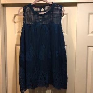 Teal laced sleeveless blouse size 2x